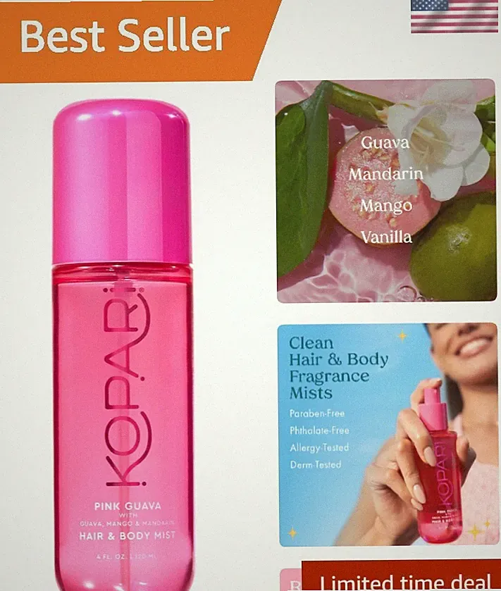 Refreshing Pink Guava Hair & Body Mist - 4 oz Sustainable Spray with Clean Scent